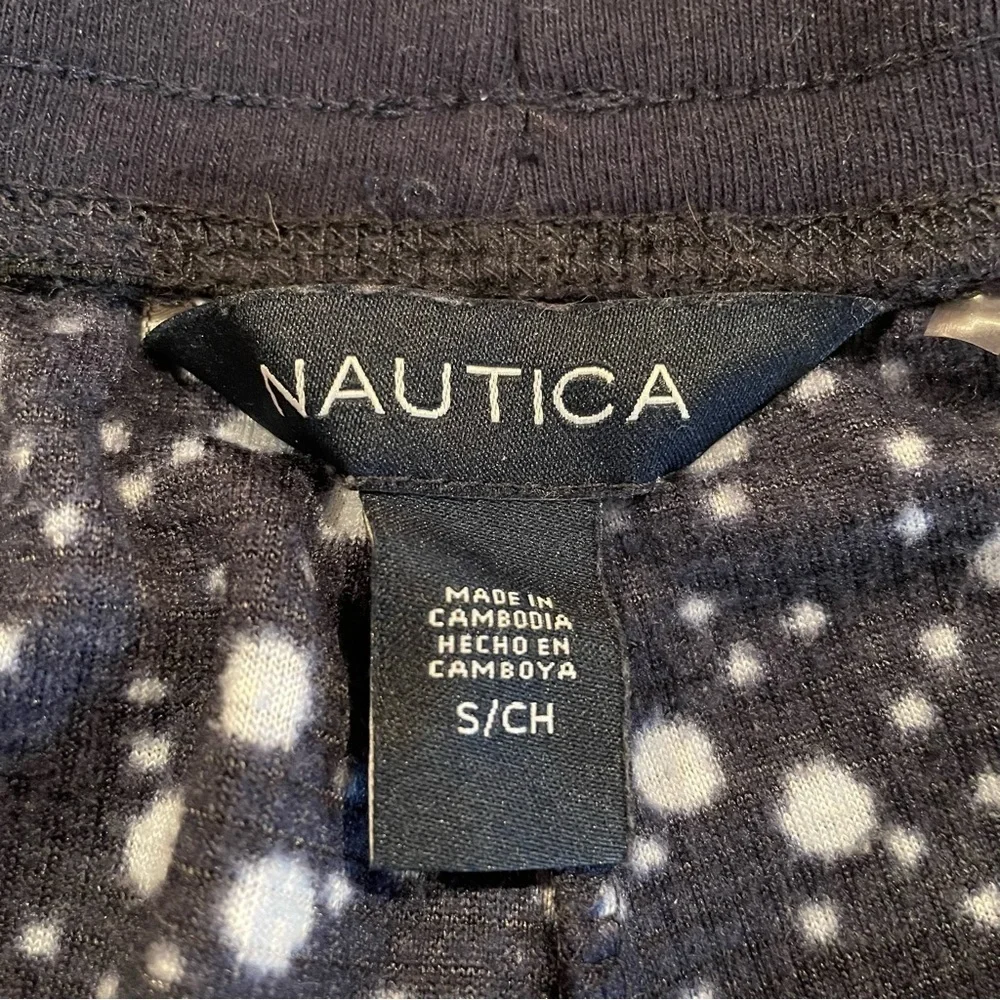 Nautica Navy Blue Bubble Print Long Sleeve Pajama Set Small